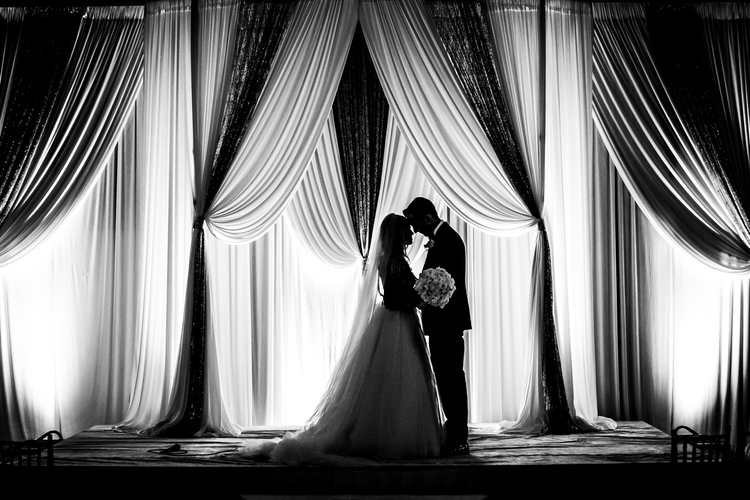Black & white photo of the couple